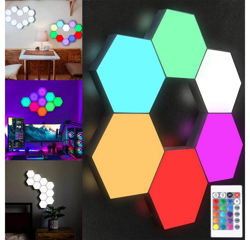 Jibenhome LED Wandleuchte Sechseck Gaming Wandleuchte RGB - Bild 3