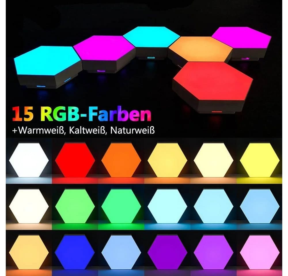 Jibenhome LED Wandleuchte Sechseck Gaming Wandleuchte RGB - Bild 4