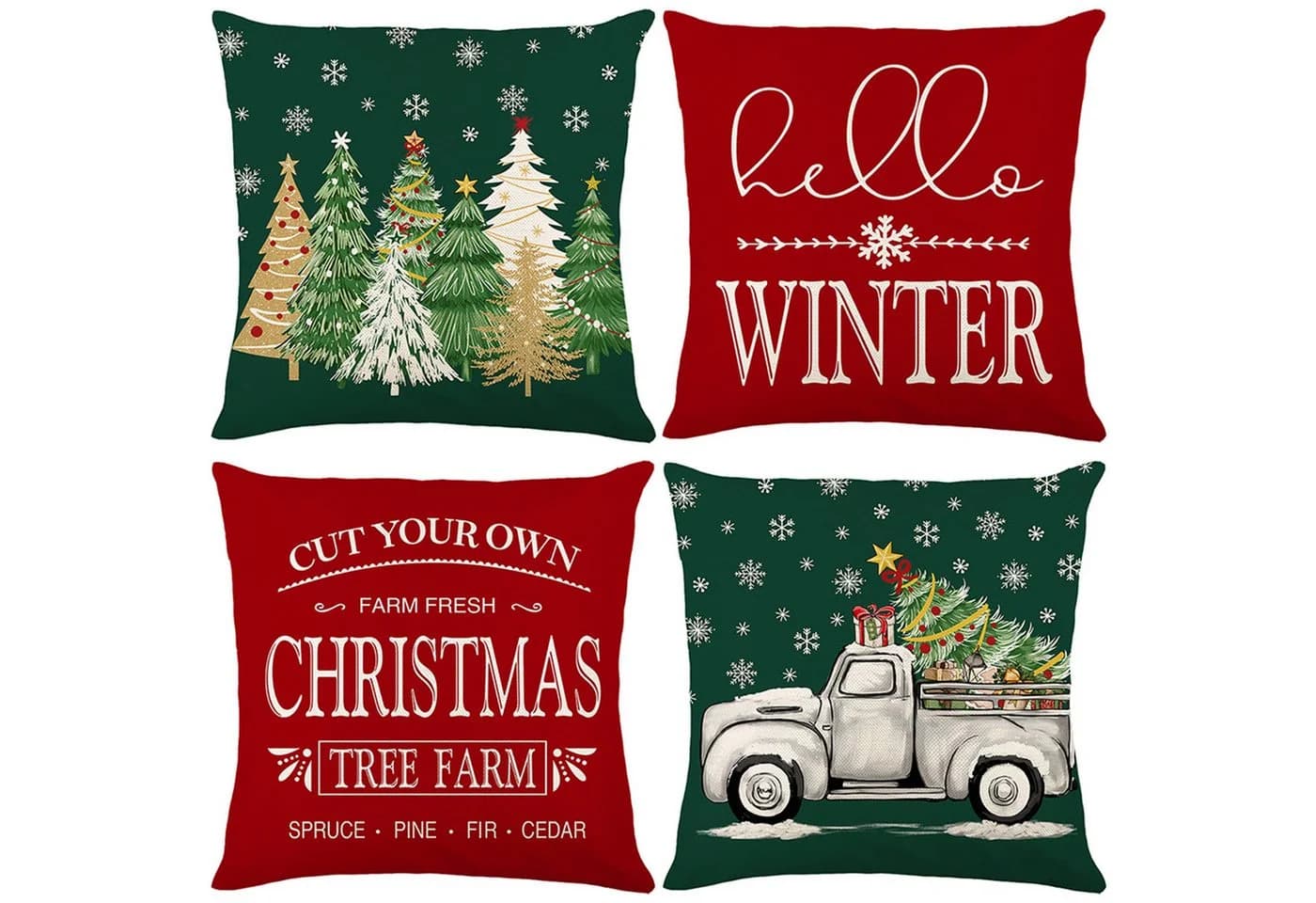 Jibenhome Kissenbezüge Weihnachten 45x45cm Leinen 4 Stück - Bild 3