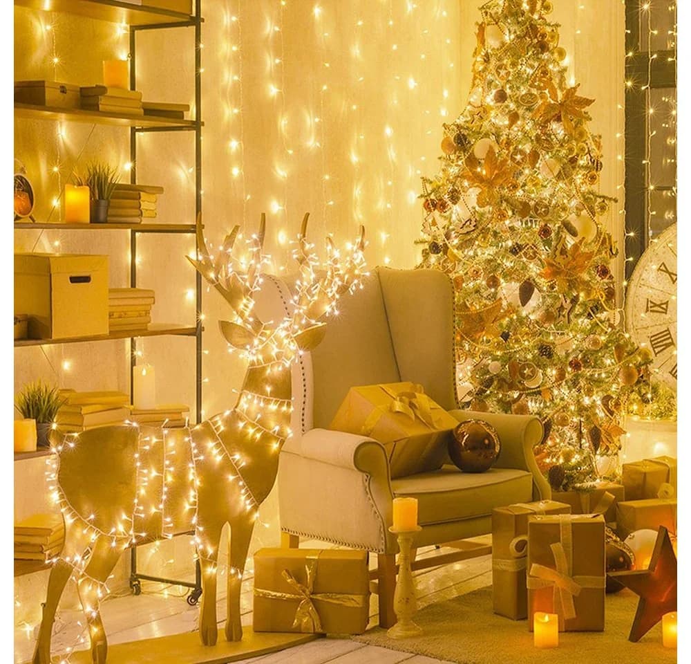 Merry 2024 LED-Lichterkette 100m Warmweiß 8 Modi Timer