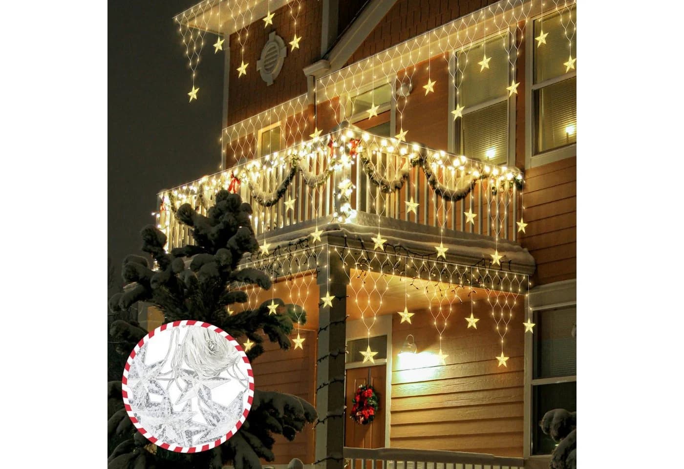Rosnek LED-Lichtervorhang LED Lichterkette Sterne Weihnachten - Bild 3