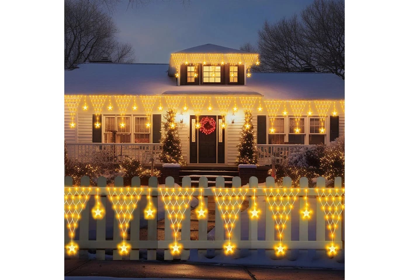 Rosnek LED-Lichtervorhang LED Lichterkette Sterne Weihnachten - Bild 5