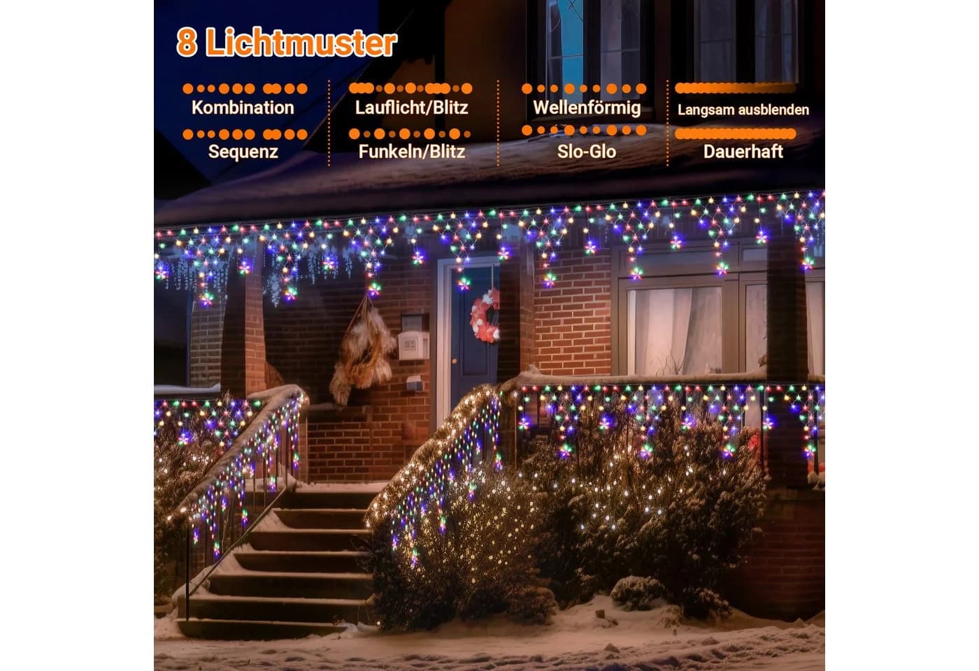 Rosnek LED-Lichtervorhang LED Lichterkette Sterne Weihnachten - Bild 3