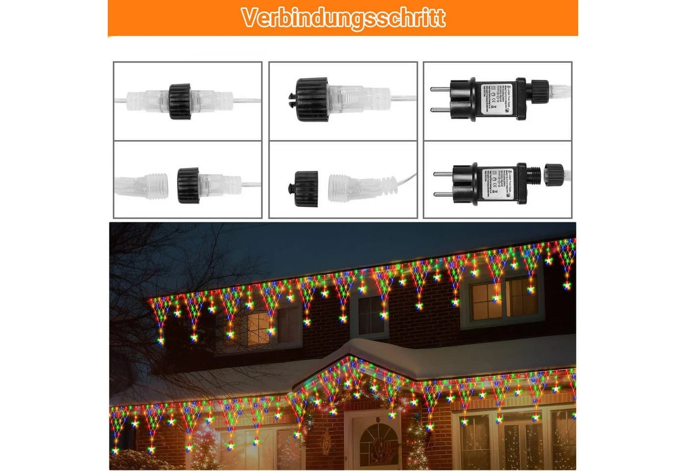 Rosnek LED-Lichtervorhang LED Lichterkette Sterne Weihnachten - Bild 4