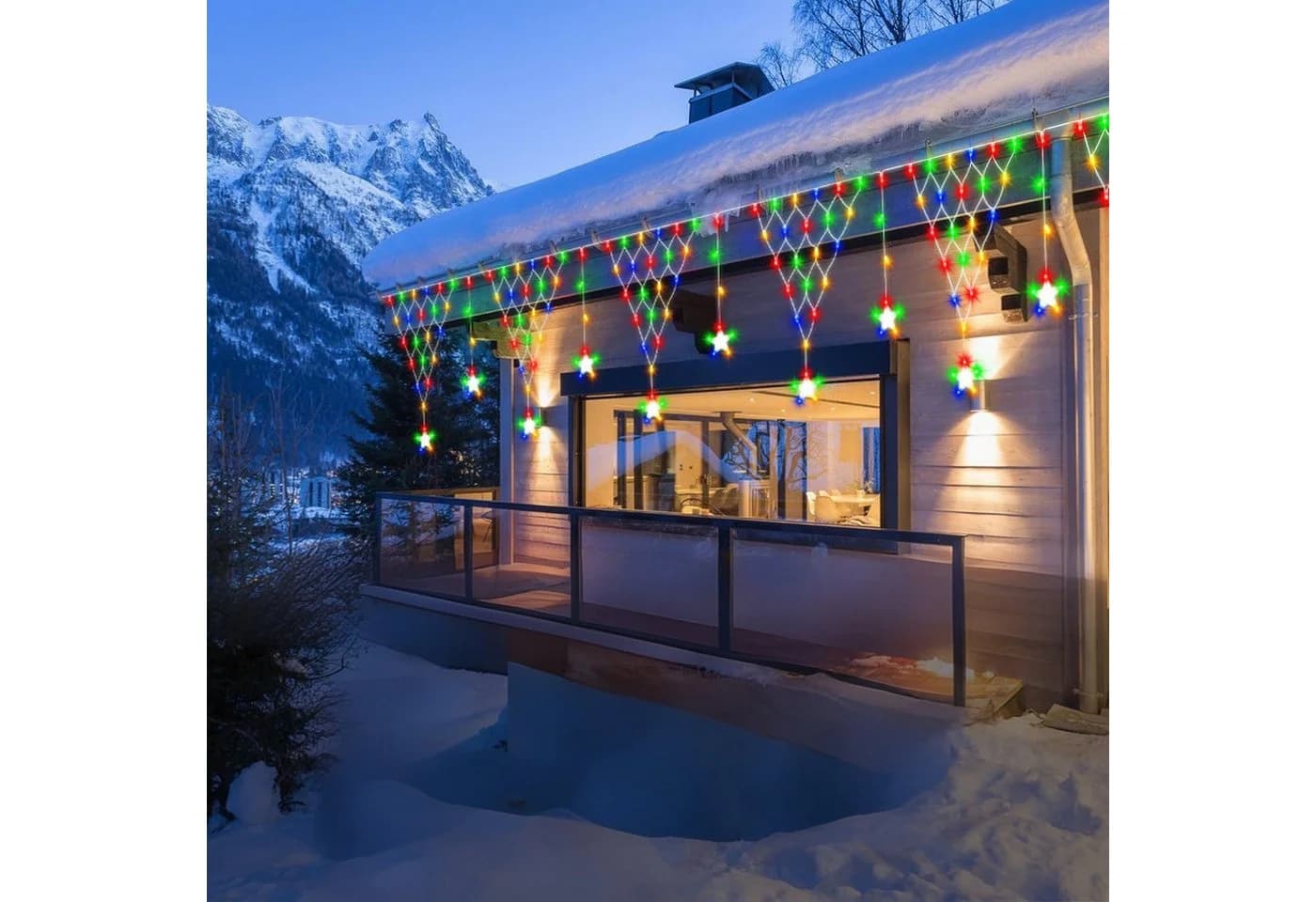 Rosnek LED-Lichtervorhang LED Lichterkette Sterne Weihnachten - Bild 5
