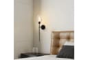 MUPOO Wandleuchte Schwarze Wandlampe aus Glas mit Lampenschirm in Weinglasform, LED wechselbar, mit E14-Glühbirne, für Schlafzimmer und Wohnzimmer Bild 1