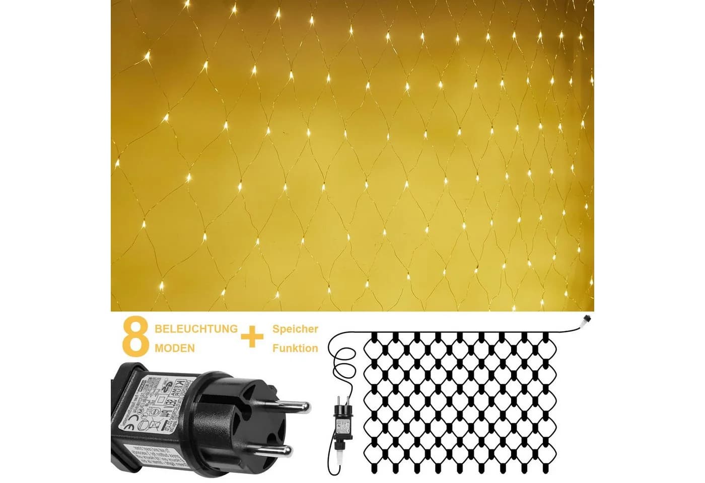 Lapamax LED-Lichternetz Warmweiß 2x3M/4x6M für Weihnachten, Halloween, Party, Geburtstag, Hochzeit