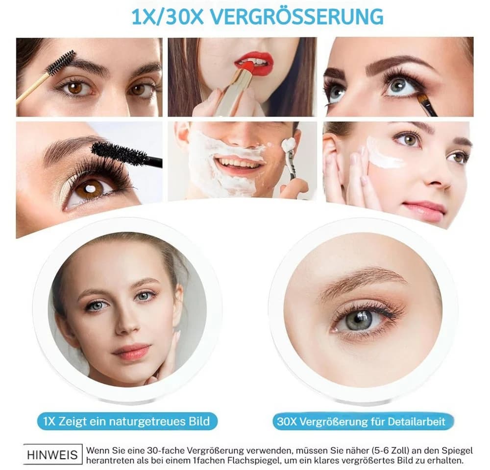 PRIISF Vergrößerungsspiegel 30 fach Kosmetikspiegel USB aufladbar - Bild 4