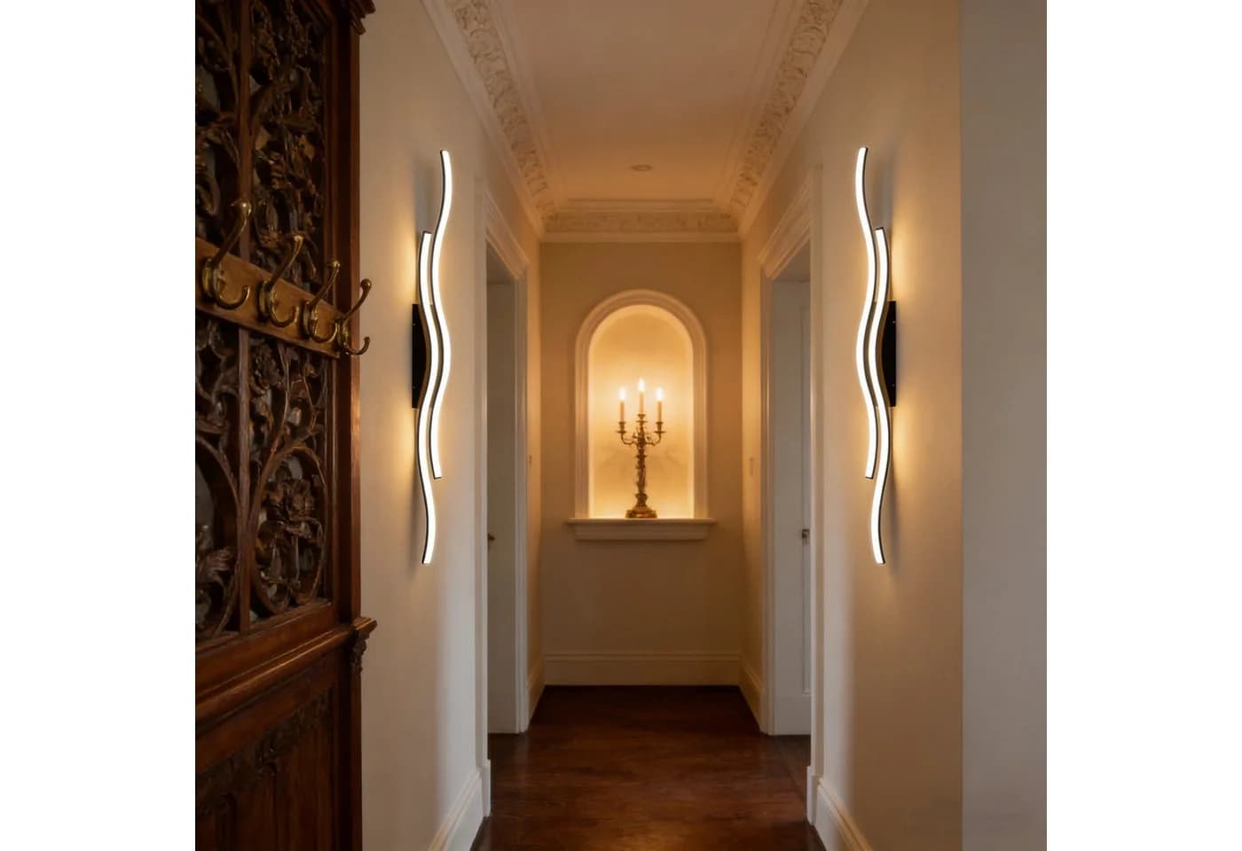 Jibenhome LED Wandleuchte Innen Wandlampe Wave Line, Minimalistische, LED fest integriert, mit Fernbedienung & Touch-Steuerung, 3000K-6000K, Timer - Bild 4