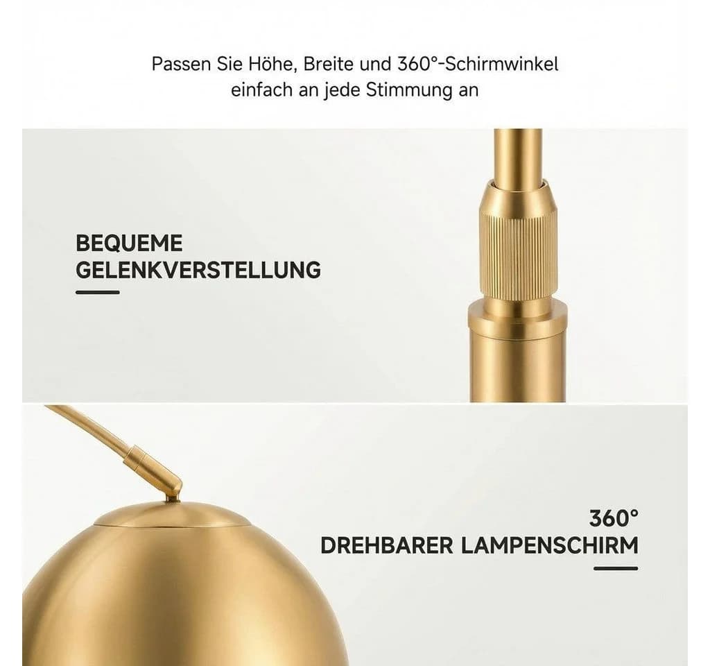 MUPOO Stehlampe Gold Bogenlampe Metall Marmorsockel Fernbedienung - Bild 4