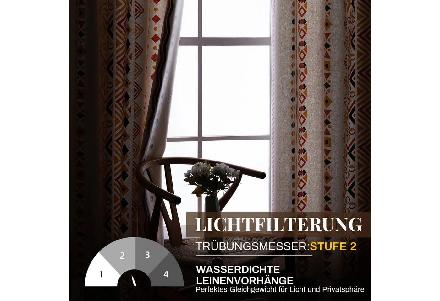 BTTO V&G Outdoorvorhang 2er-Set Wasserdicht Boho Gardinen Ösen - Bild 4