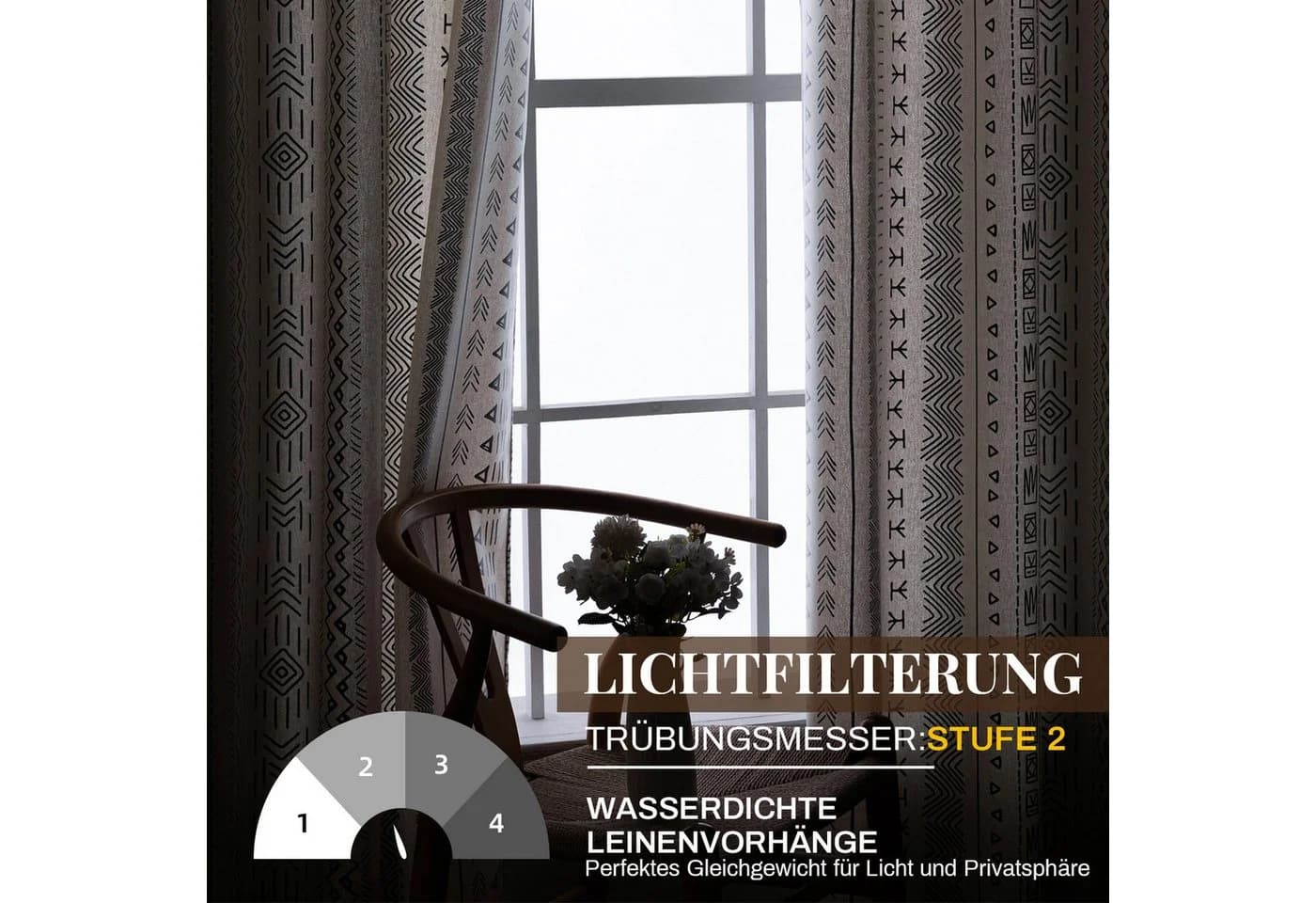 BTTO V&G Outdoorvorhang 2er-Set Boho Gardinen Ösen Wasserdicht - Bild 4