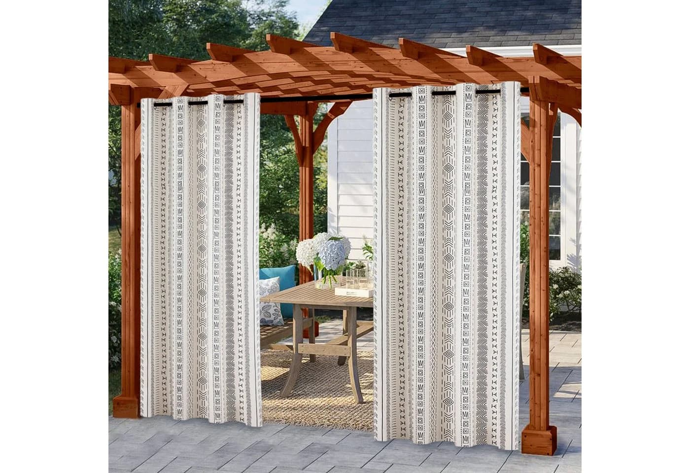 BTTO V&G Outdoorvorhang 2er-Set Boho Gardinen Ösen Wasserdicht - Bild 5