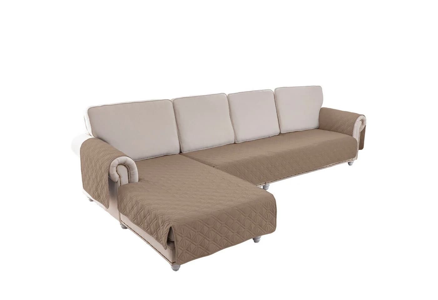 BTTO L-förmiger Sofahusse 2er Set Wasserdicht Beige Gesteppt - Bild 2