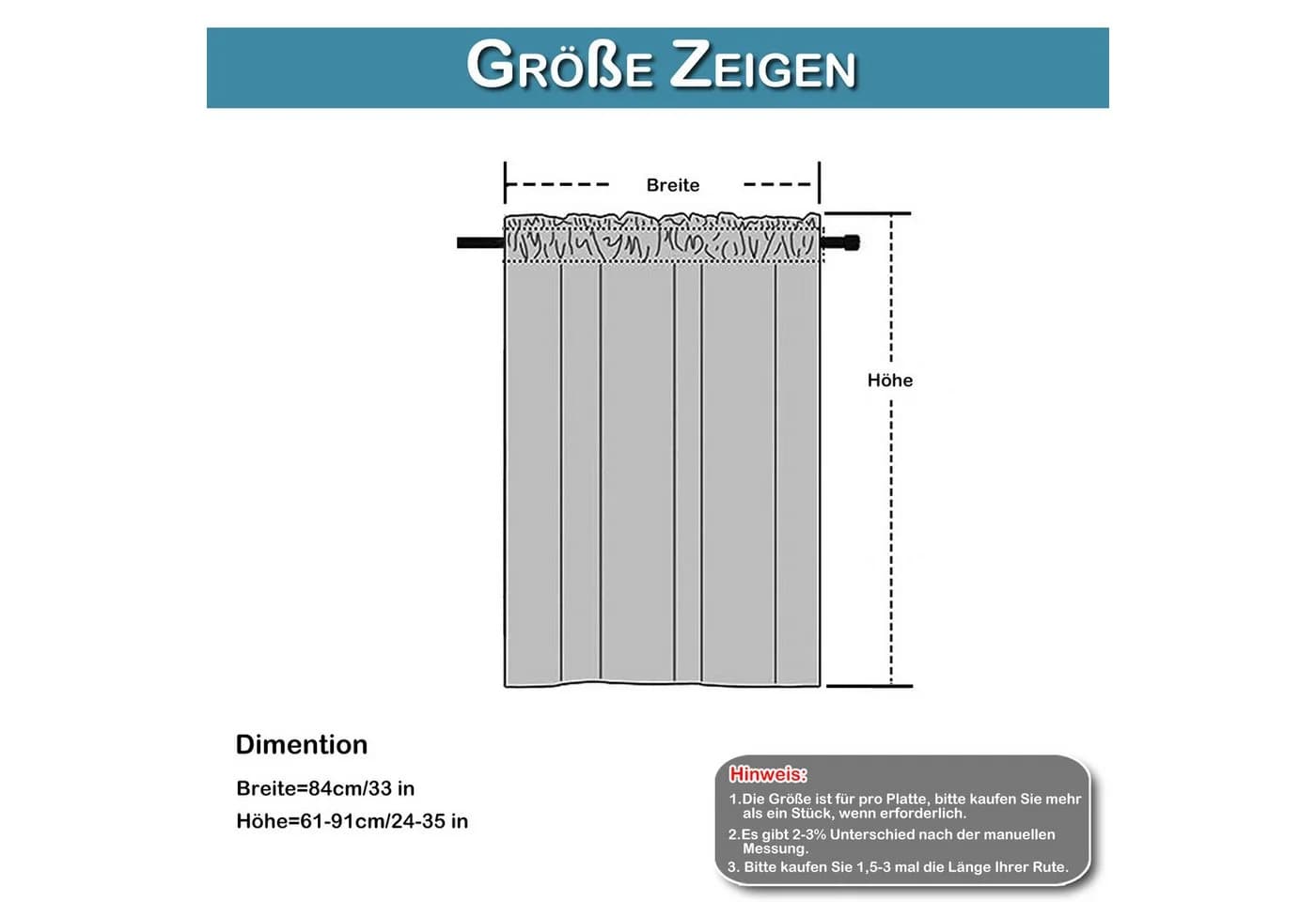 BTTO V&G Scheibengardine Kurzer Vorhang Blickdicht 2 Stück Bistrogardine Weiß