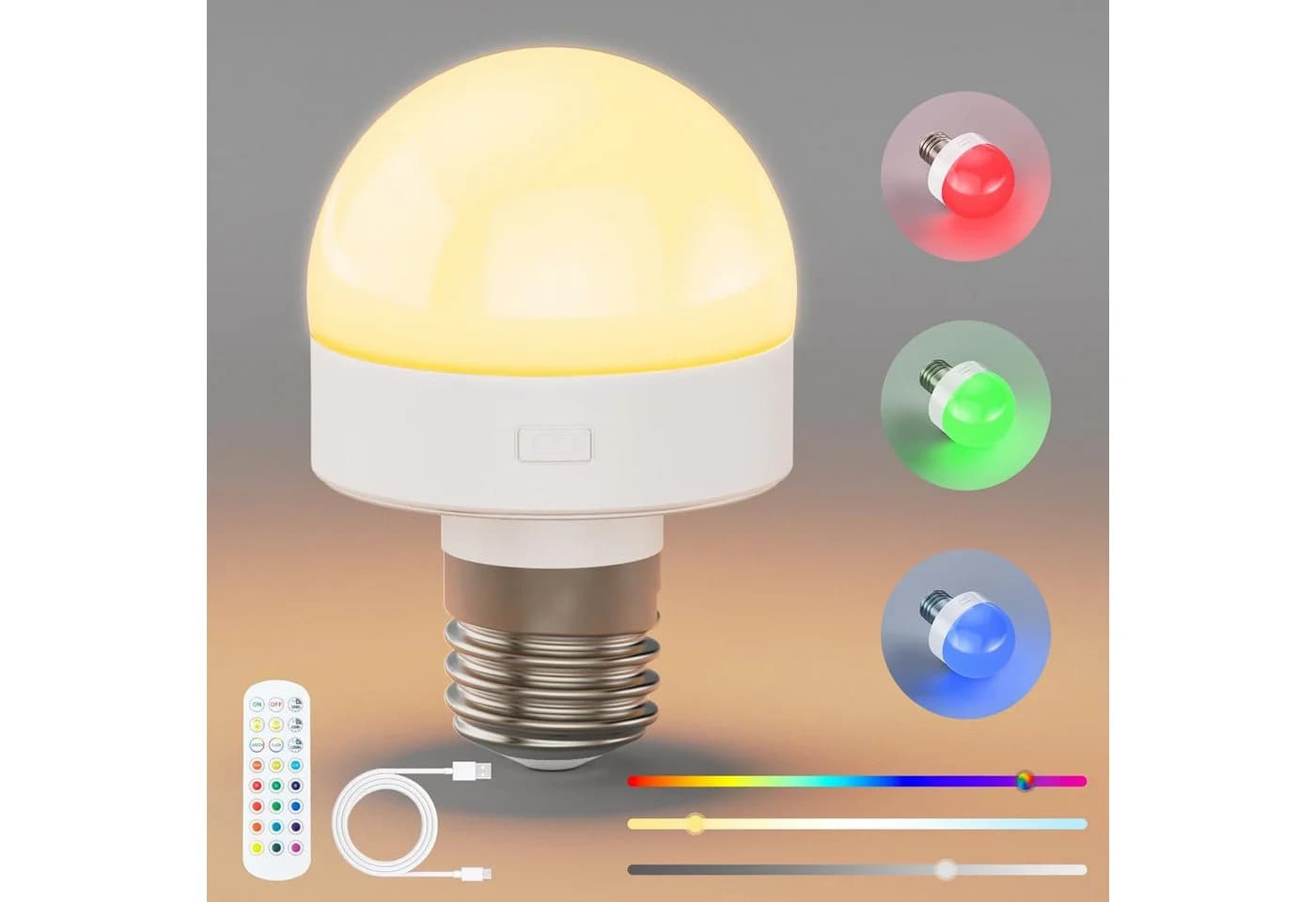 Jibenhome LED Nachtlicht E27 Dimmbar RGB mit Fernbedienung