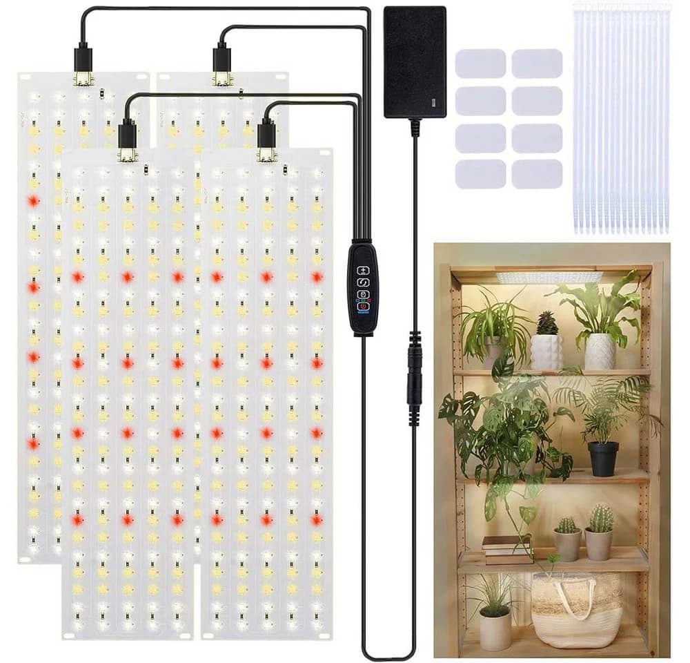 Jibenhome LED Pflanzenlampe 4er-Pack Dimmbar Timer Vollspektrum - Bild 2