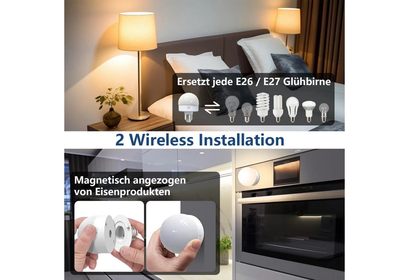 MUPOO LED Nachtlicht E27 Dimmbar USB Aufladbar 3 Farben Fernbedienung - Bild 4