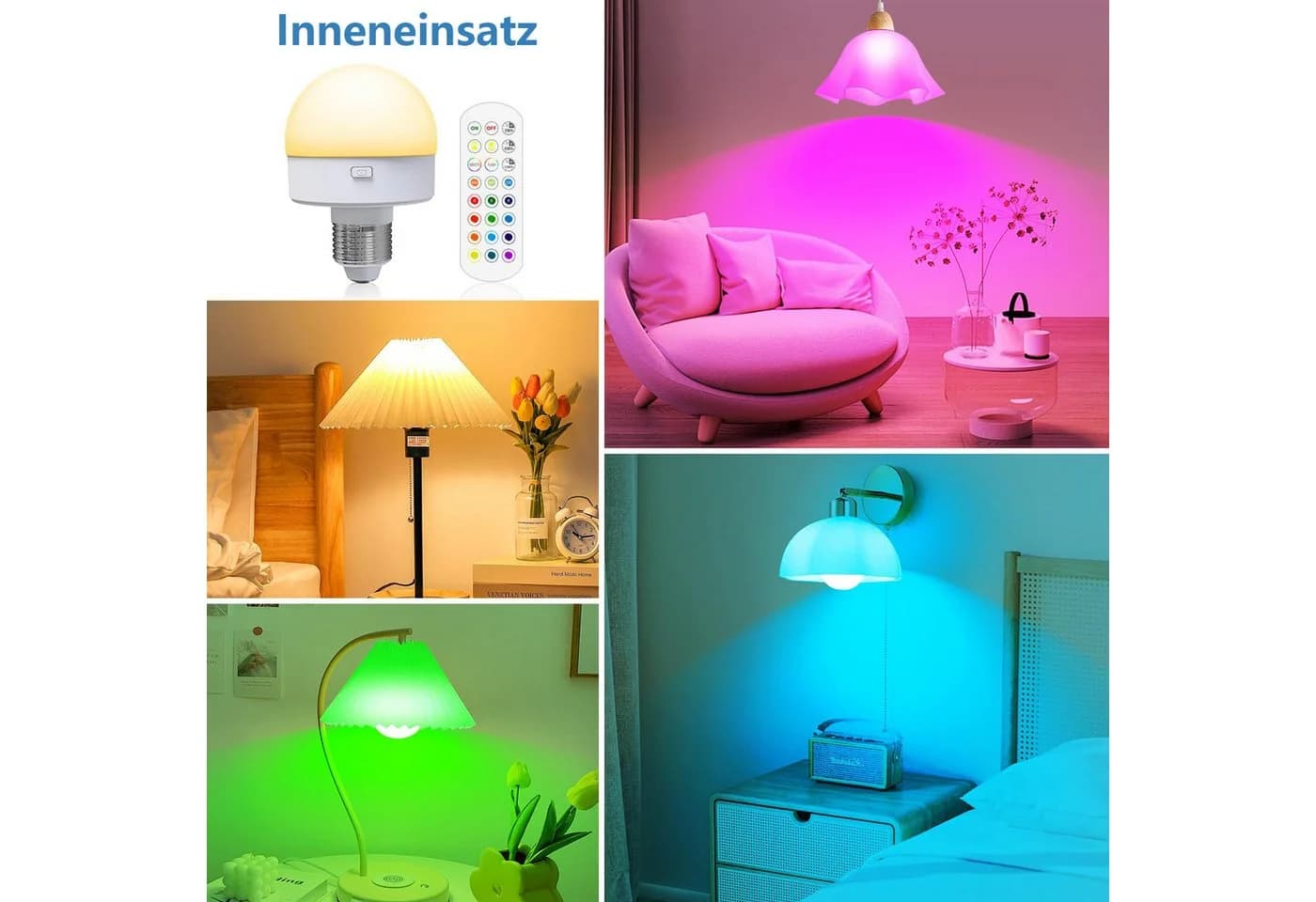 MUPOO LED Nachtlicht E27 Dimmbar RGB USB Aufladbar mit Fernbedienung - Bild 4