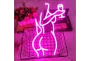 MUPOO LED Neonlicht Rosa Dame mit Wein Wanddekoration Bild 4