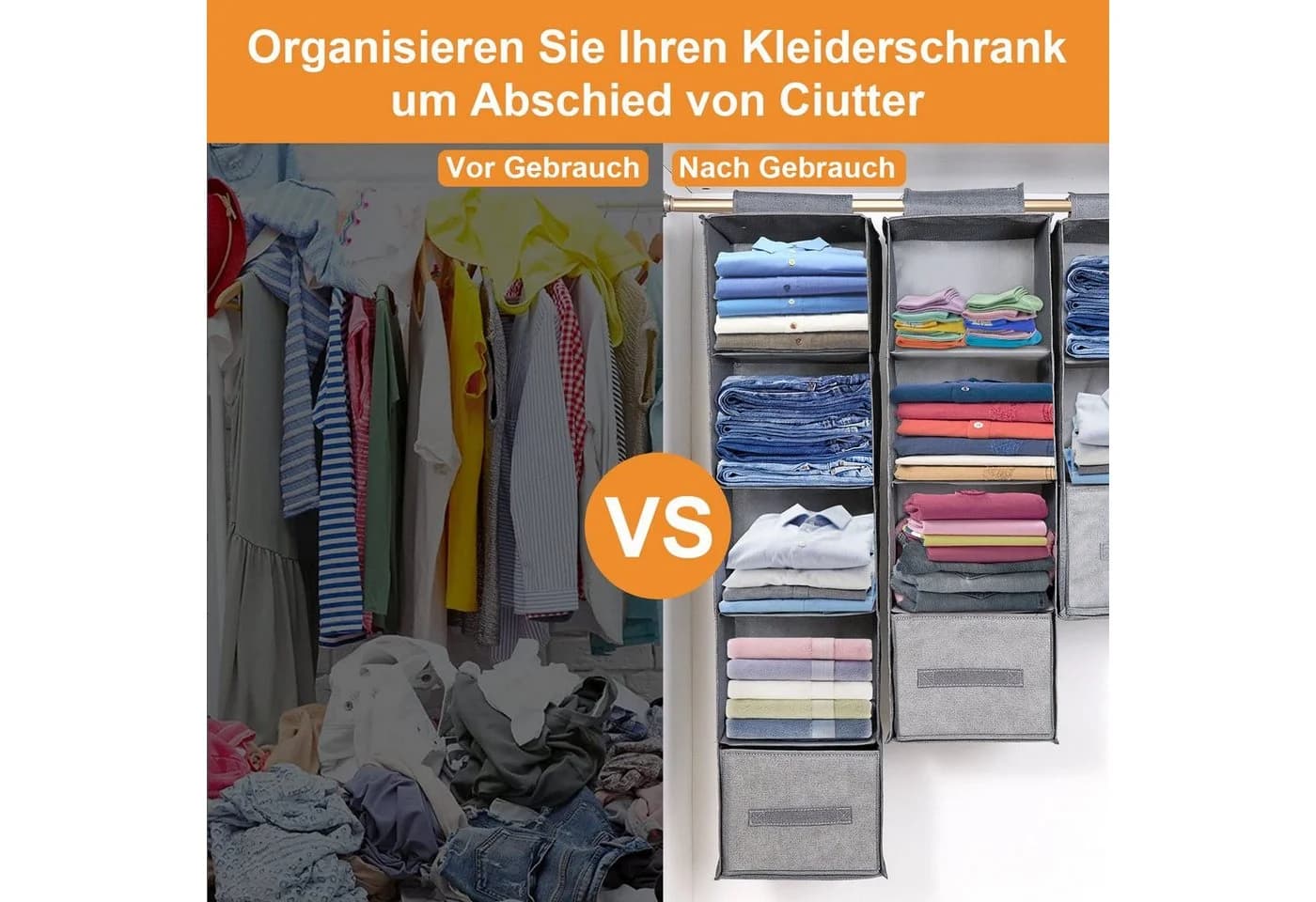 Jibenhome Hängeregal Organizer Grau 3/4/5 Lagen Faltbar - Bild 4