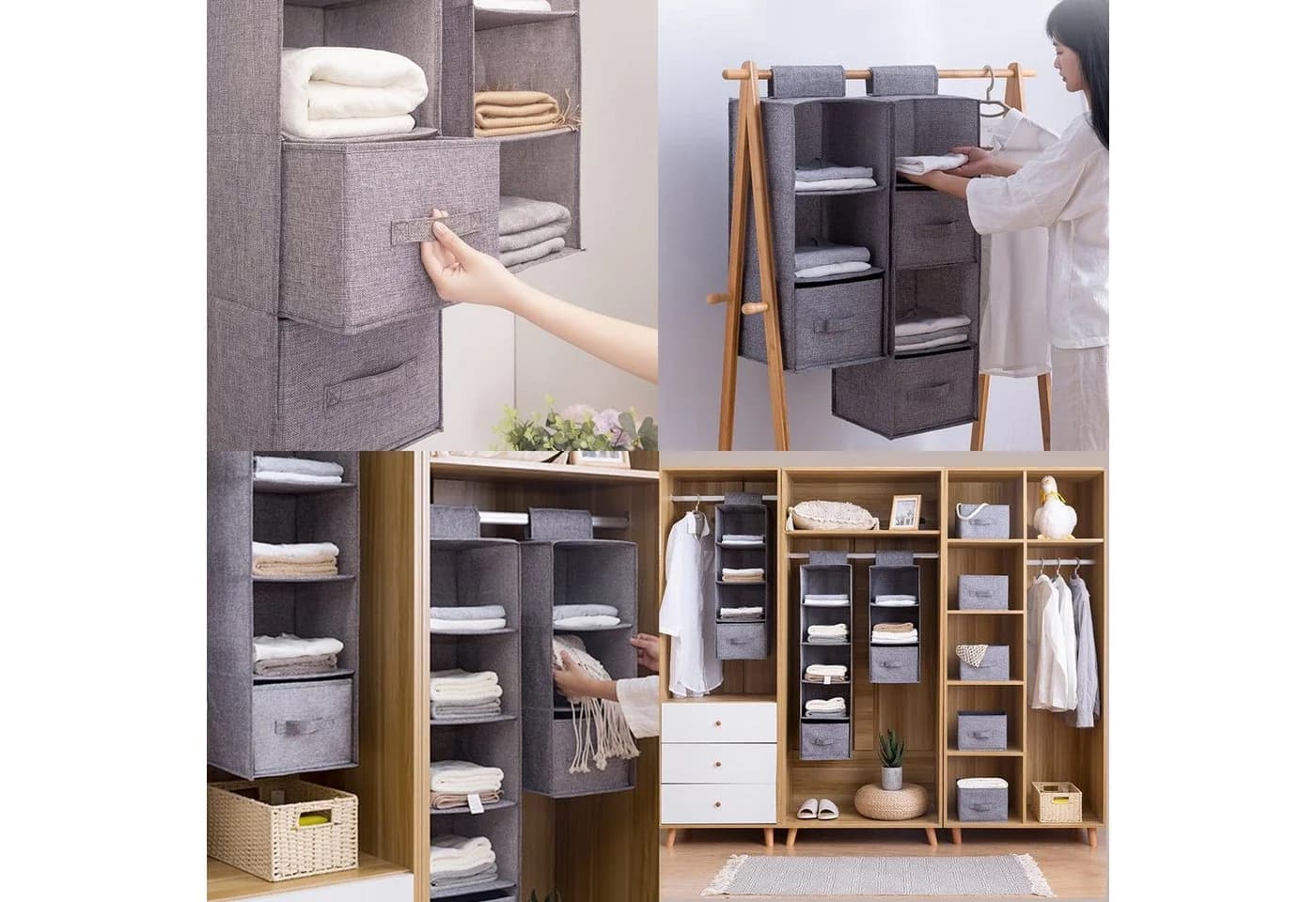 Jibenhome Hängeregal Organizer Grau 3/4/5 Lagen Faltbar - Bild 5