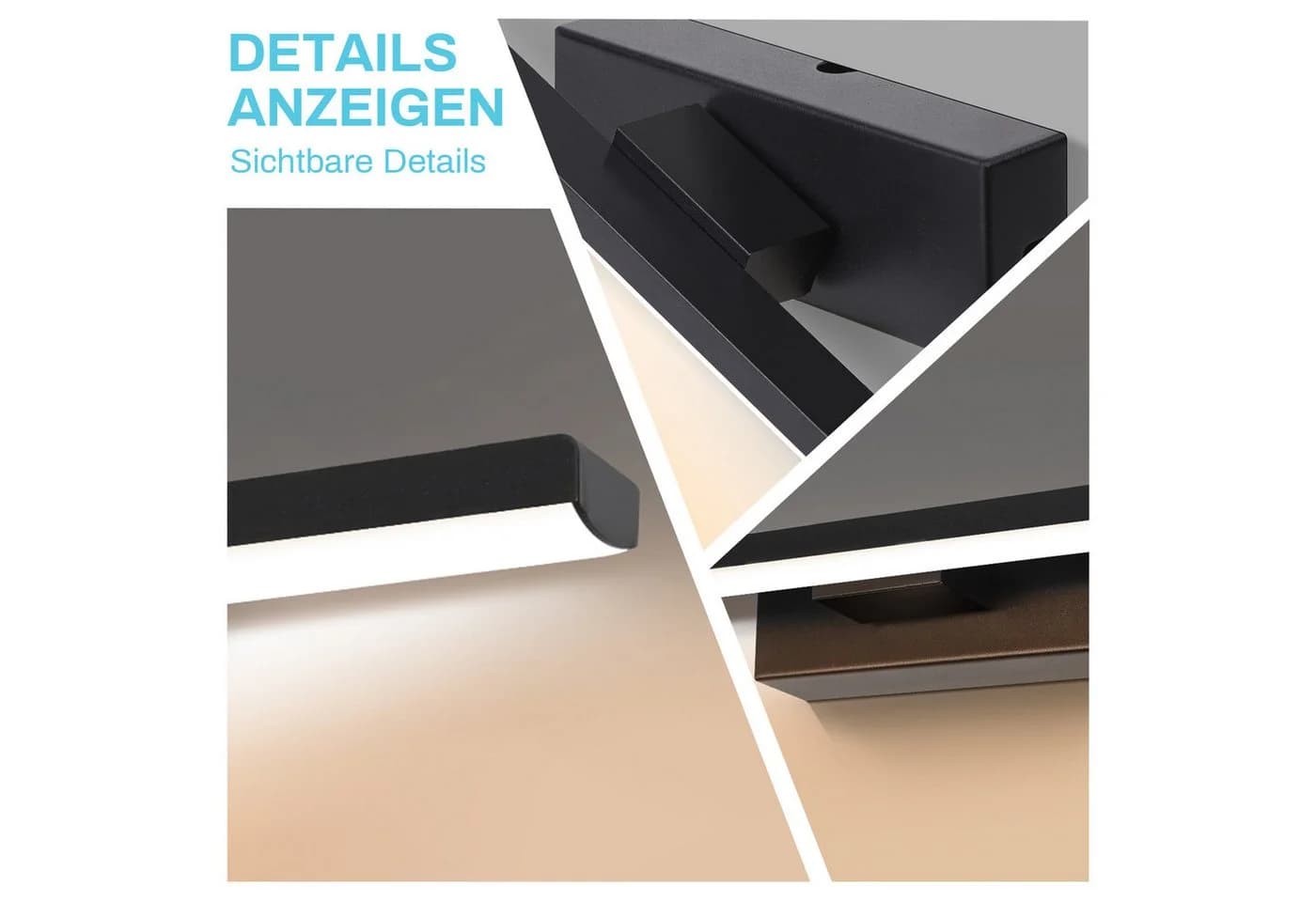Jibenhome LED Wandleuchte Schwarz Aluminium 330° Drehbar Dimmbar - Bild 4