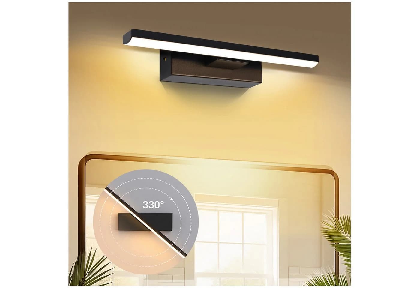 Jibenhome LED Wandleuchte Schwarz Aluminium 330° drehbar dimmbar - Bild 2