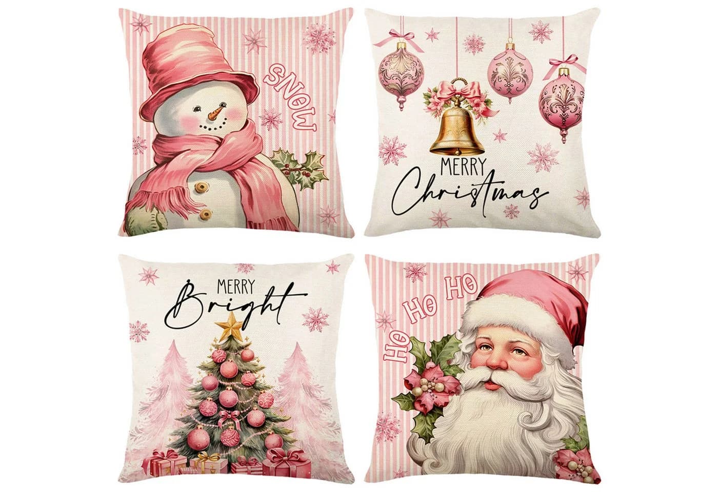 BTTO Kissenhülle Leinenmischung 4er Set Weihnachtsmotiv - Bild 2