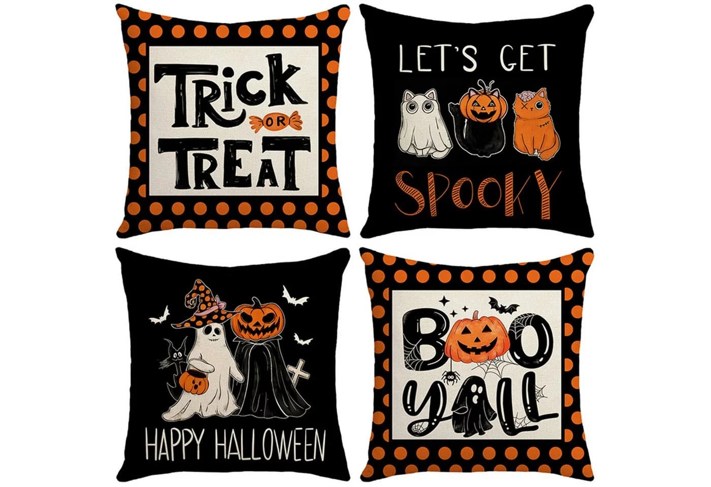 BTTO Kissenhüllen Halloween 45x45cm Leinenmischung 4er Set - Bild 2