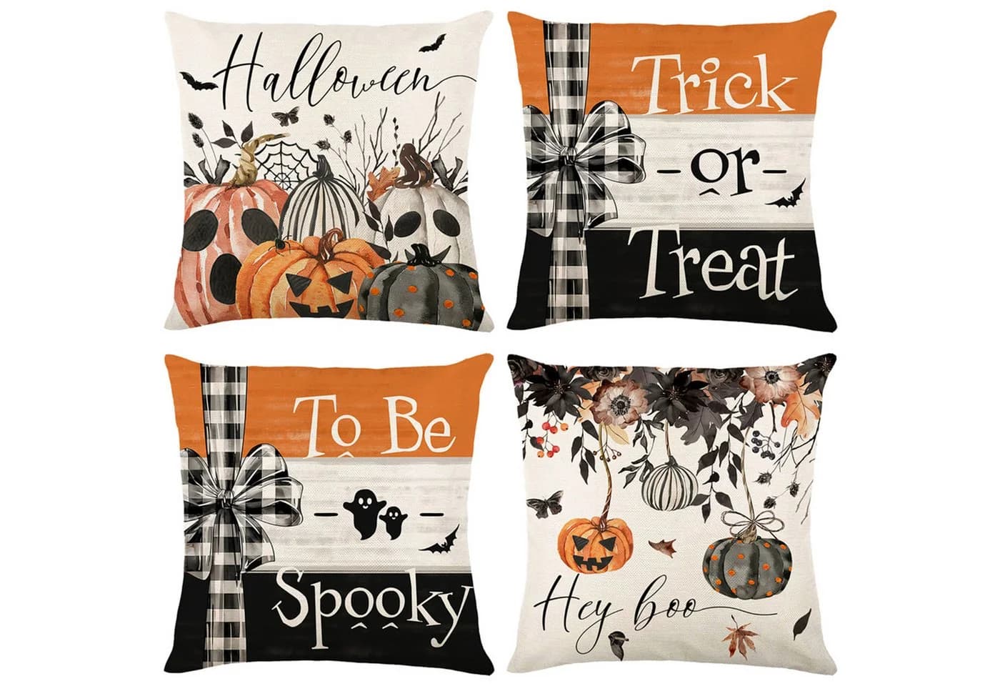 BTTO Kissenhüllen Halloween 45x45cm 4er Set Leinenmischung - Bild 2