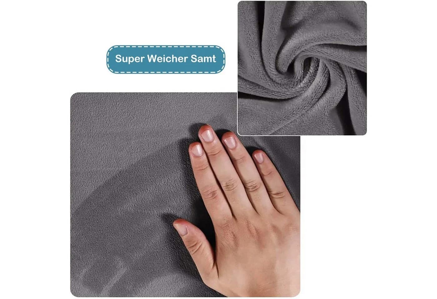 BTTO Stuhlhusse Hockerbezug Grau Samt Stretch Bezug - Bild 4