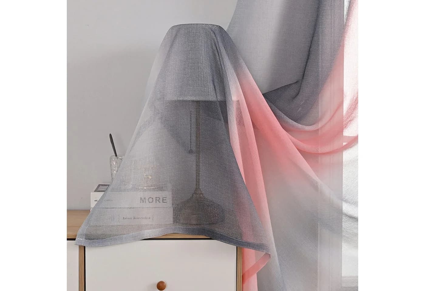 BTTO V&G Scheibengardine 1/2er Set Transparente Voile Vorhang Farbverlauf - Bild 4