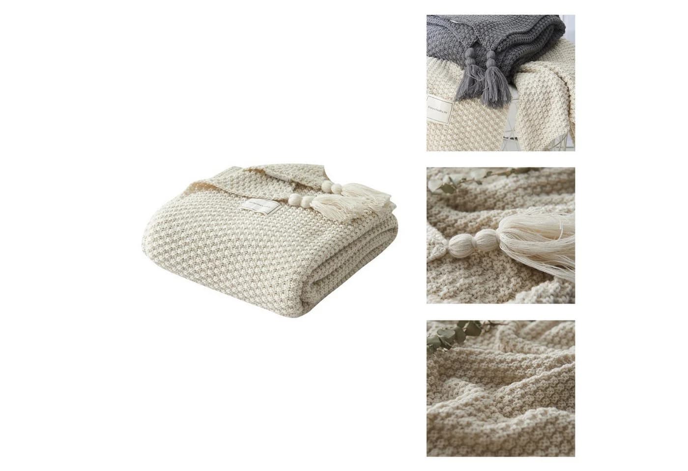 BTTO Wohndecke Weich Flauschig Sofa Kuscheldecke Beige - Bild 2