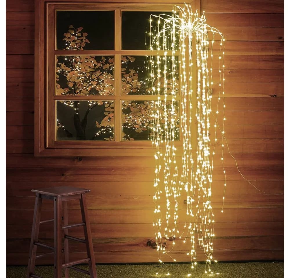 Jibenhome Dekobaum Lichtervorhang Baumvorhang 8 Modi Wasserfall-Lichterkette USB Timer Fernbedienung - Bild 4