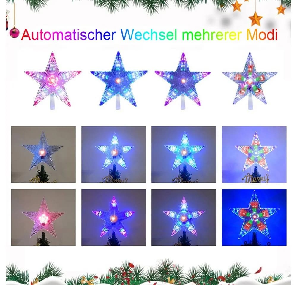 Jibenhome Christbaumspitze 31 LEDs RGB Mehrfarbig