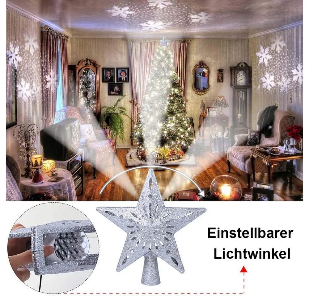 Jibenhome Christbaumspitze Schneeflockenprojektor mit LED - Bild 3