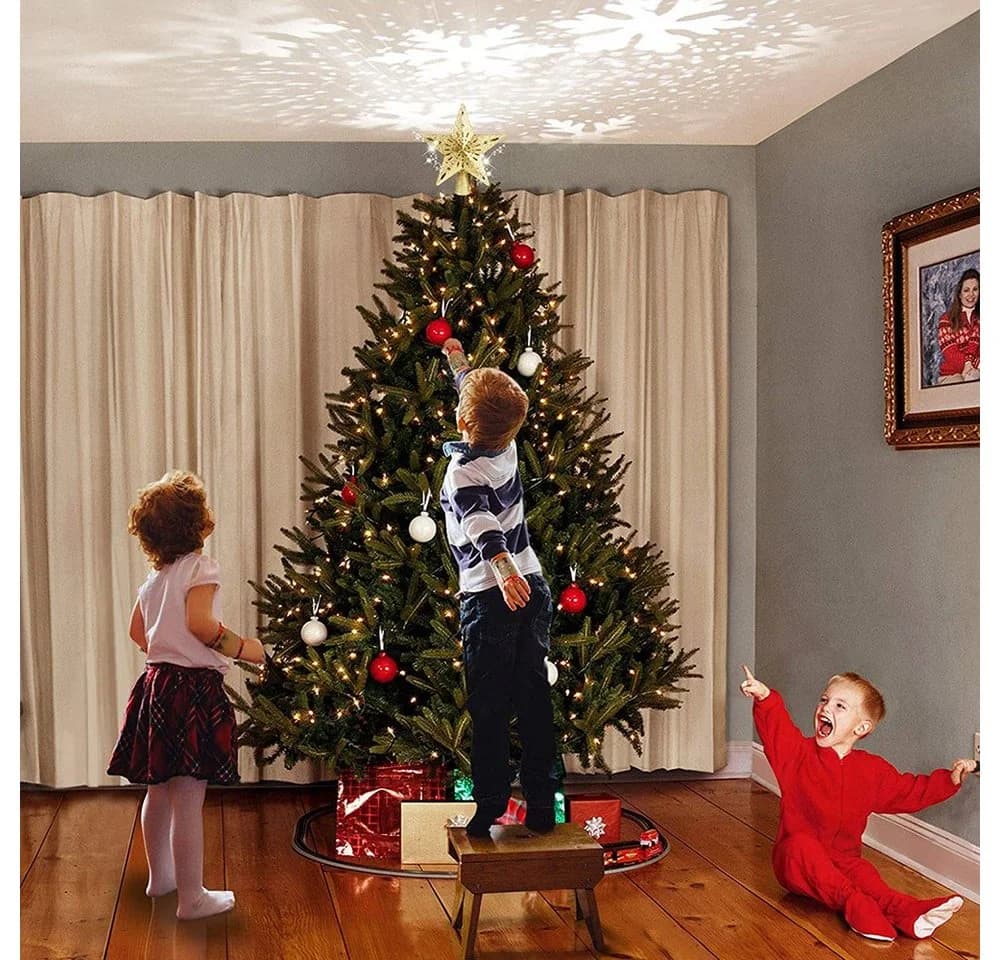 Jibenhome Christbaumspitze Schneeflockenprojektor mit LED - Bild 5