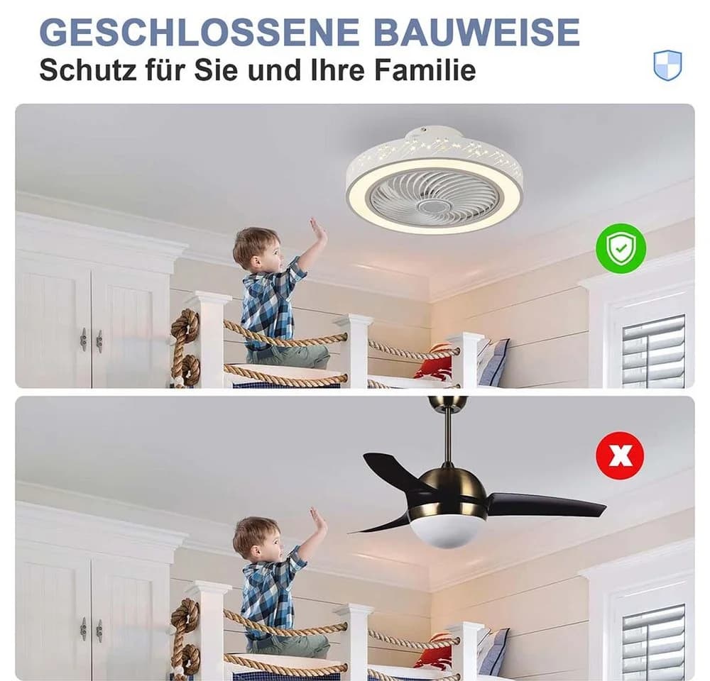 Jibenhome Deckenventilator mit Licht, Modern, Weiß - Bild 4