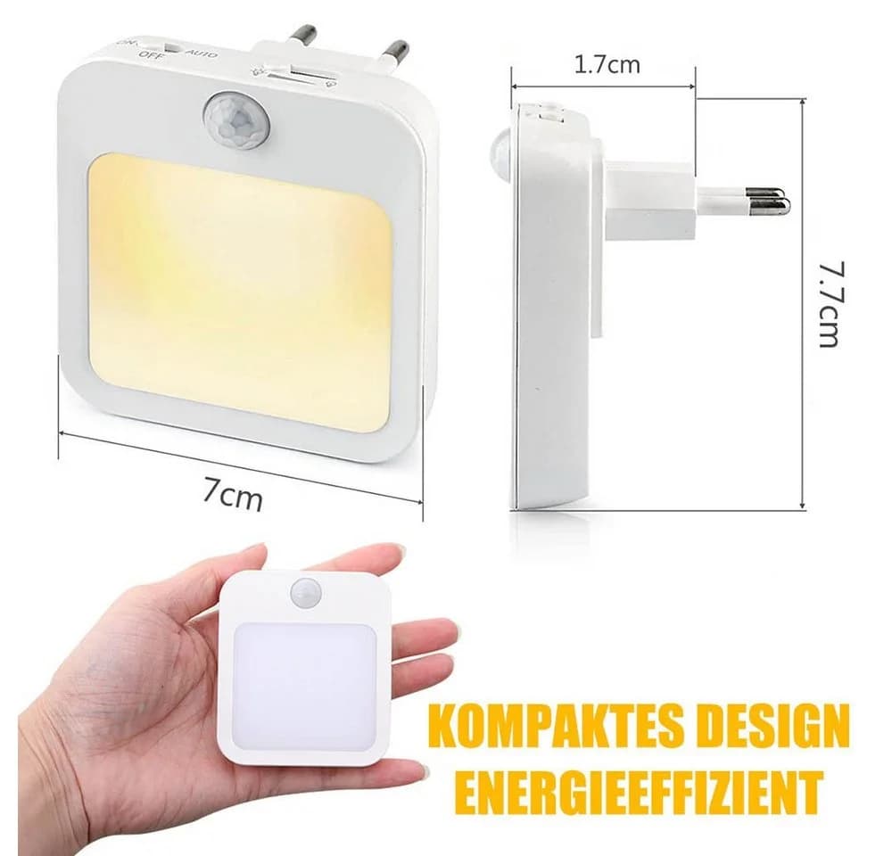 Jibenhome LED Steckdosenleuchte Nachtlicht 3 Modi Bewegungsmelder Plug-in Warmweiß