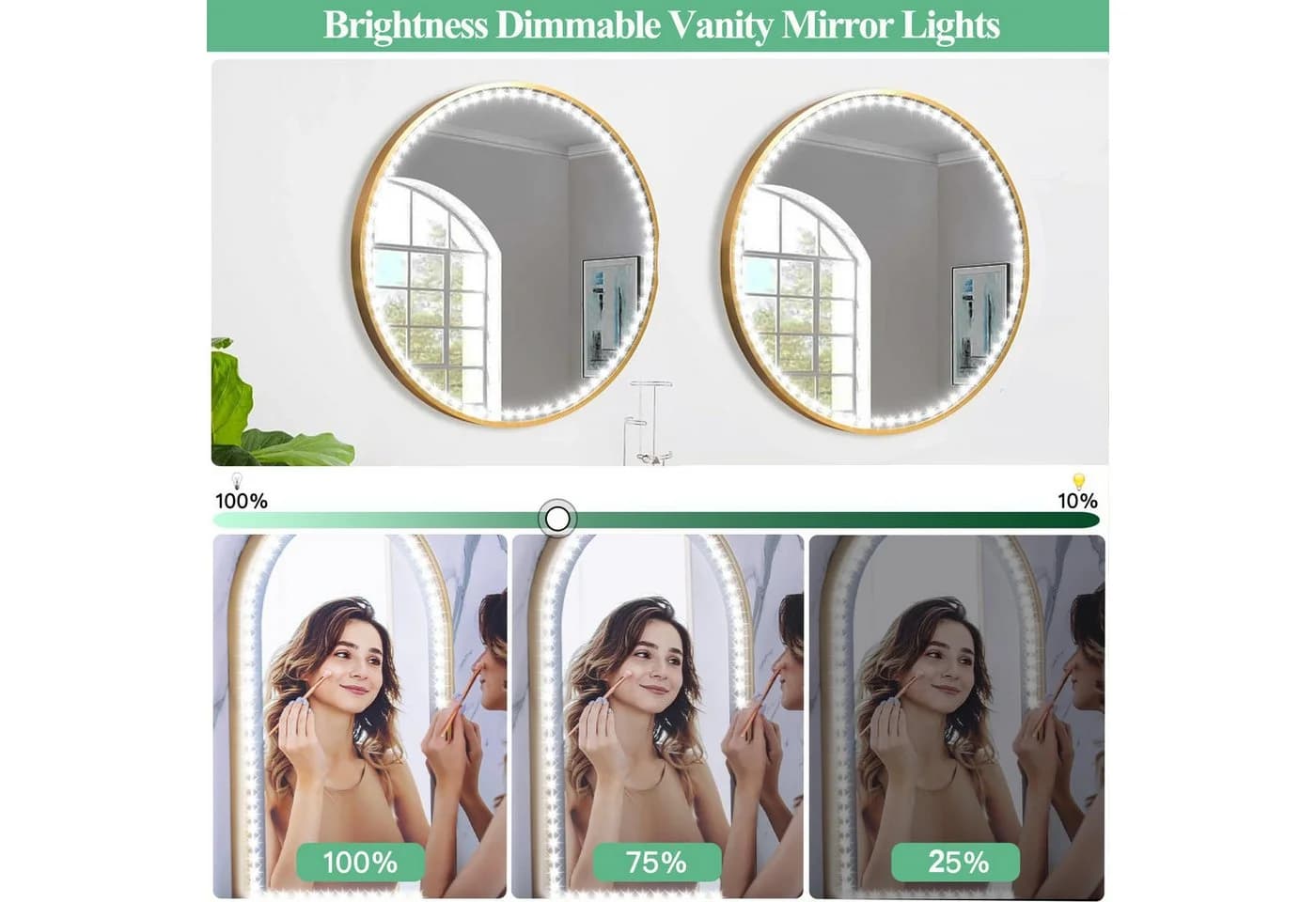 Jibenhome LED-Spiegelleuchte Weiß Dimmbar USB Flexibel - Bild 3