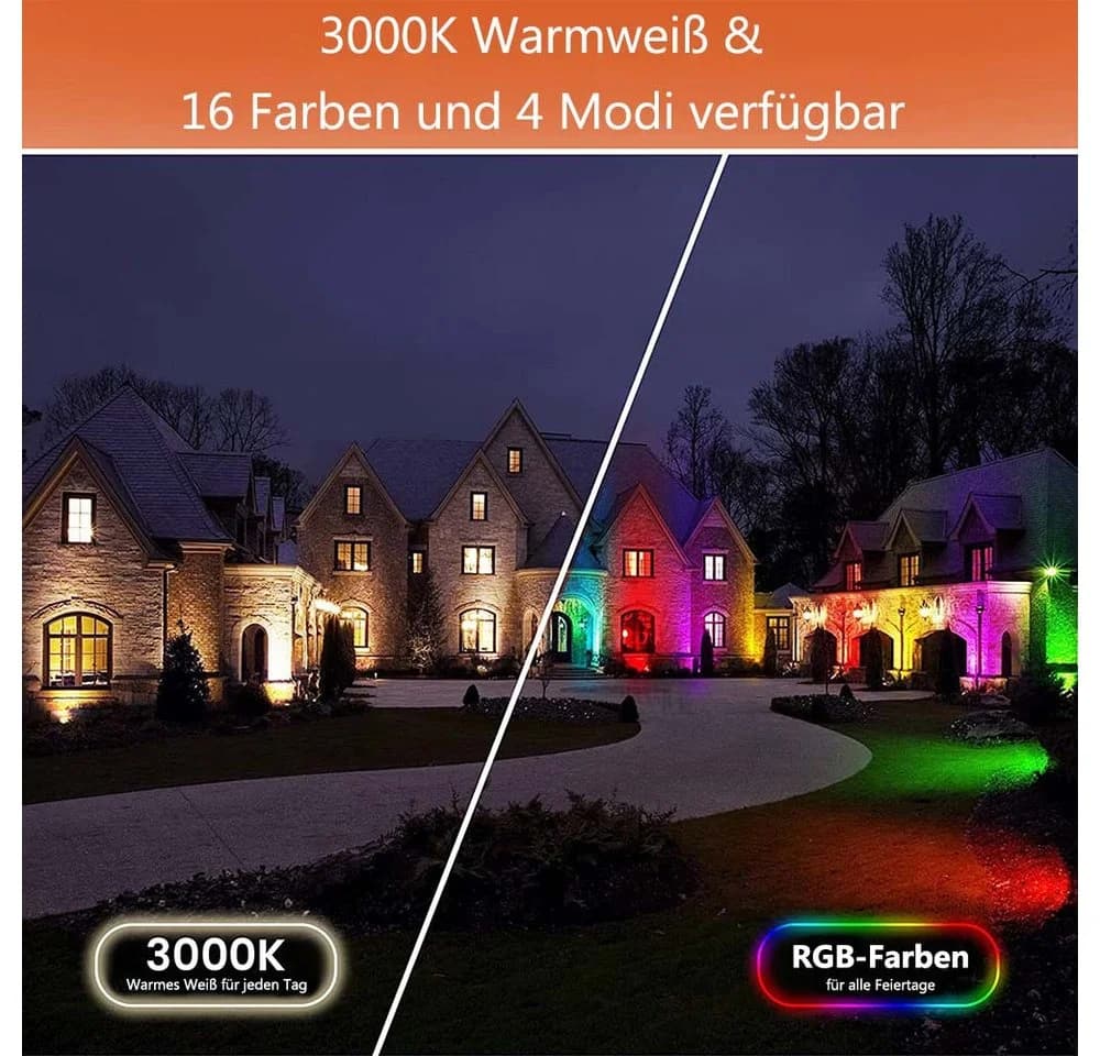 MUPOO LED Gartenstrahler RGB 16 Farben 4 Modi mit Fernbedienung - Bild 4