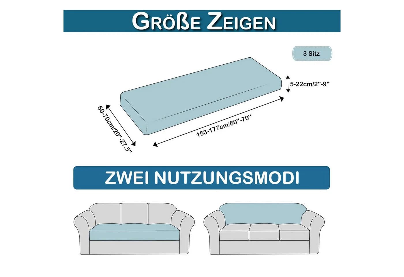 Jibenhome Sofabezug Floral Grau Elastisch Stretch 1/2/3 Sitzer - Bild 1