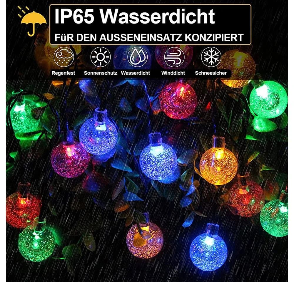 Rosnek Solar Lichterkette Außen Kristallkugeln Wasserdicht LED - Bild 3