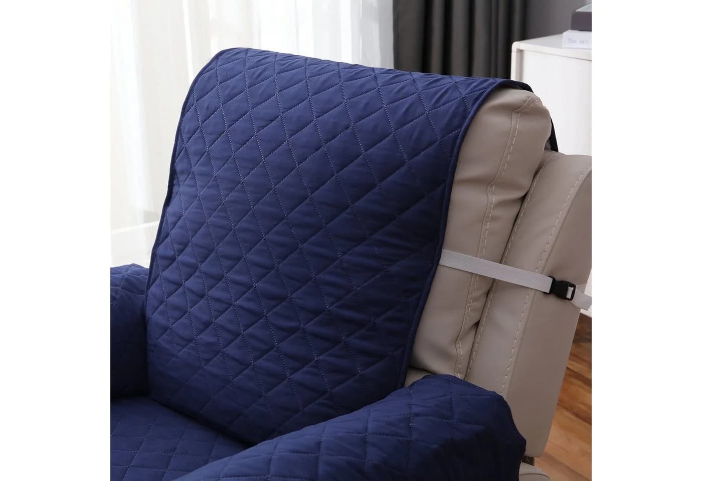 BTTO Sesselschoner Marineblau Gesteppt mit elastischem Band - Bild 3