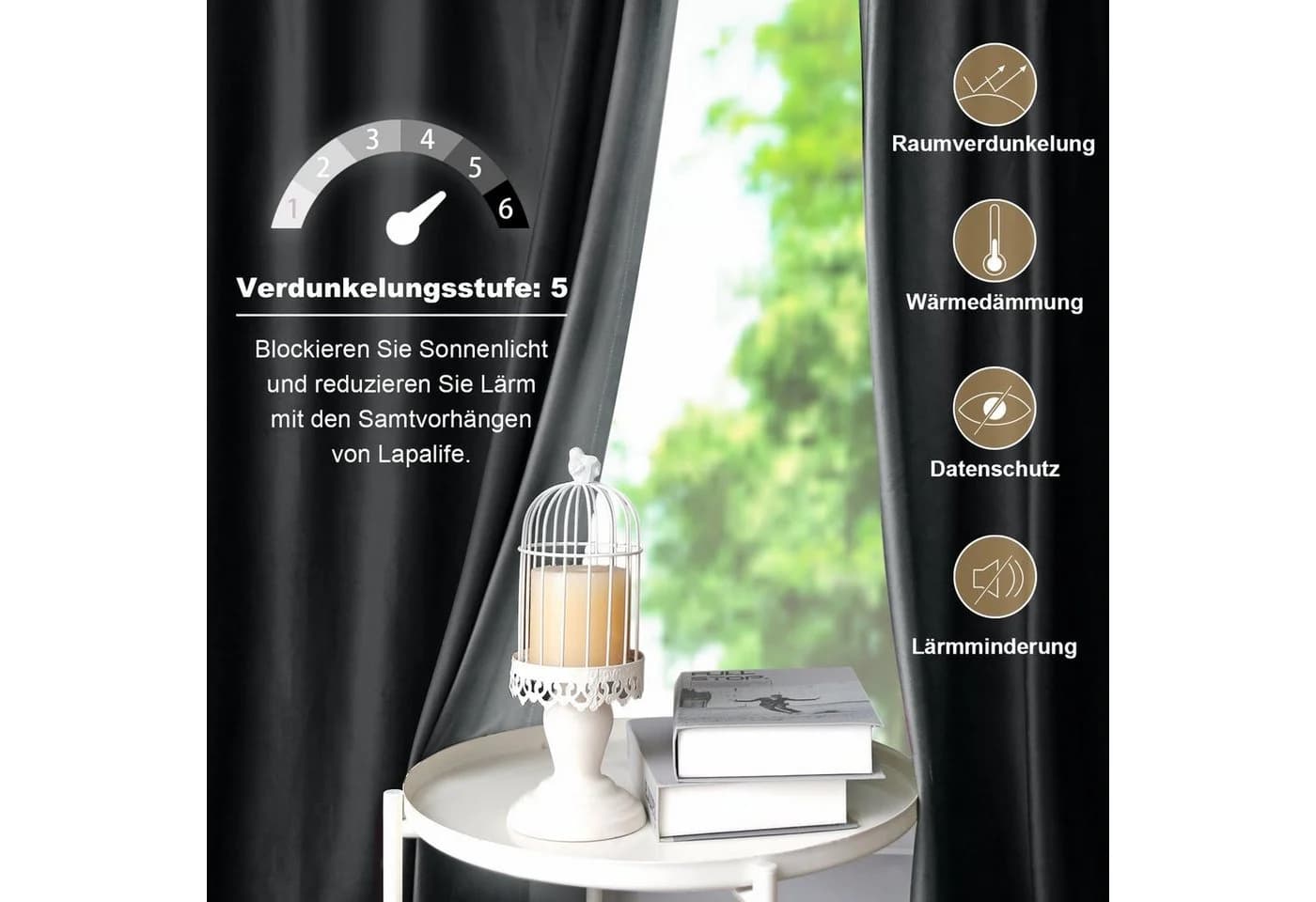 BTTO V&G Samt Verdunklungsgardine Grau 2 St - Bild 4
