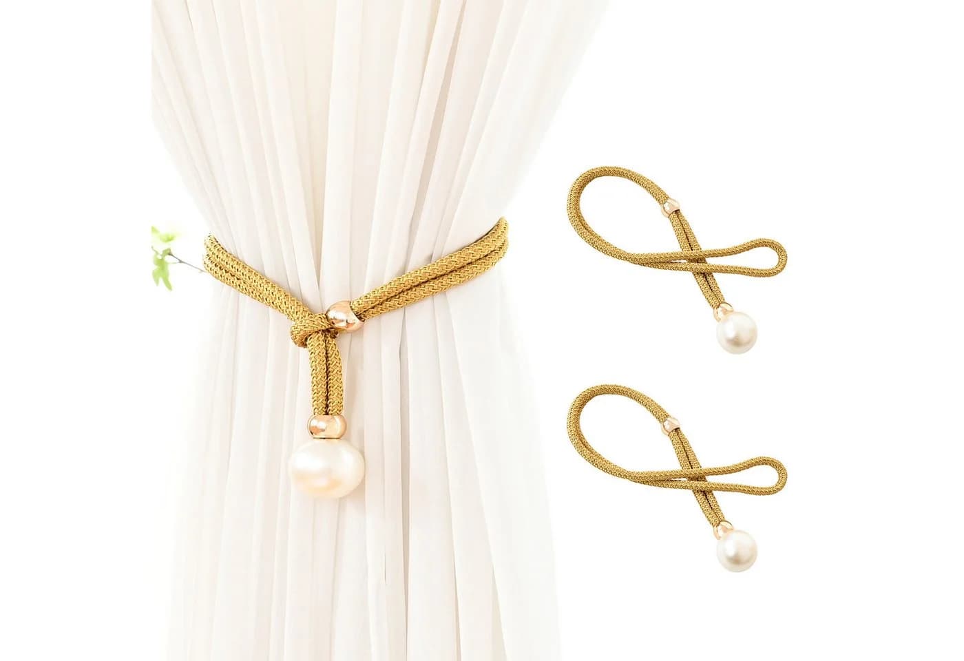 BTTO Vorhangkordel Raffhalter Gold Glasperlen - Bild 2
