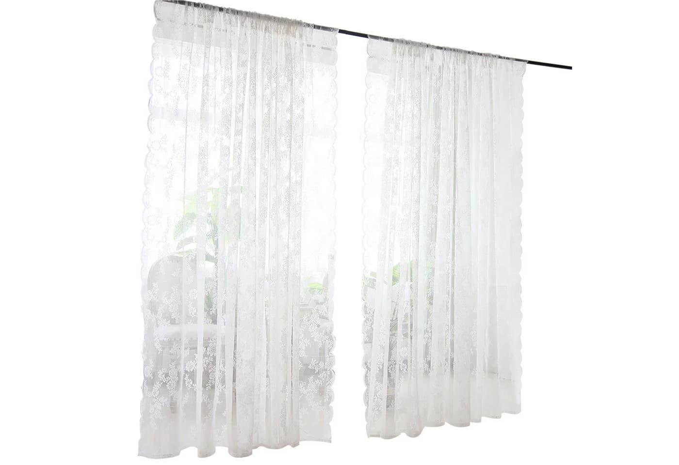 BTTO V&G Vorhang Weiße Spitze Blumen Stickerei Voile Vorhang - Bild 2