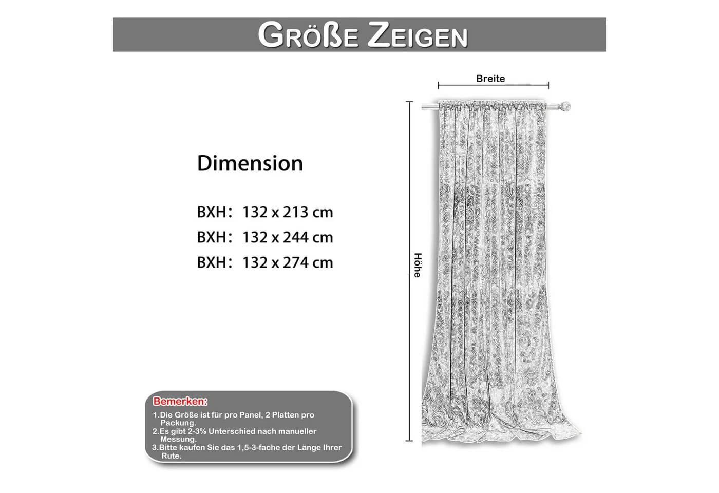 BTTO V&G Verdunkelungsvorhang Schwarz Samt 2 Panele Modern