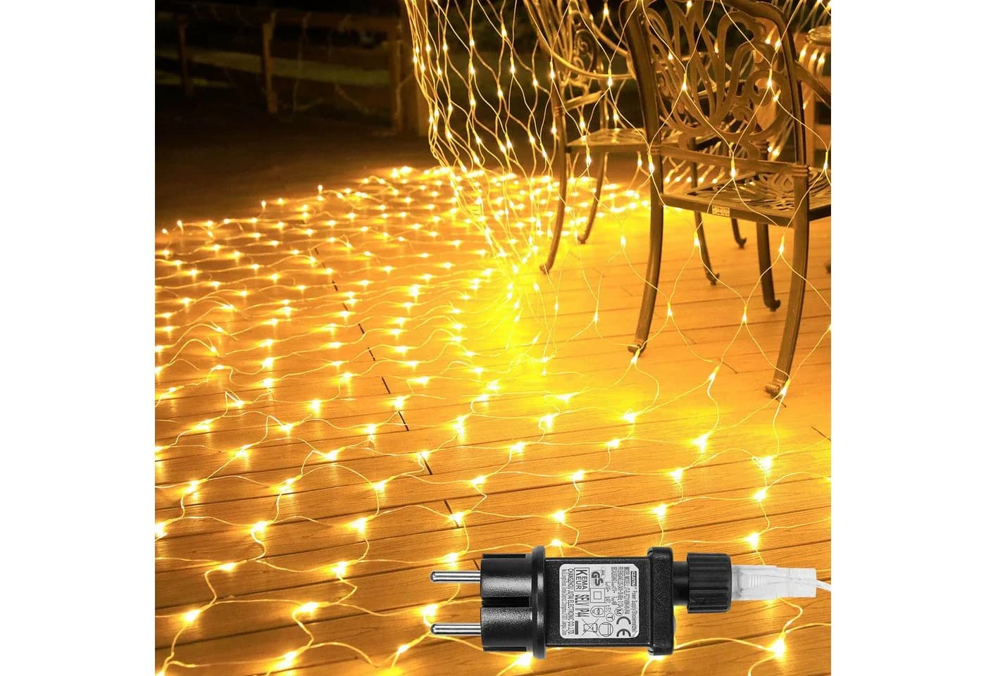 MUPOO LED-Lichternetz Warmweiß 6W Energiesparen 8 Modi Lichterkette 6x4m - Bild 2
